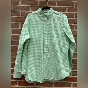 Ralph Lauren Classic Fit Green Gingham Button Down Shirt L